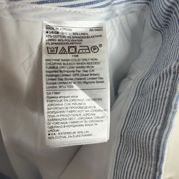 Banana Republic Avery Striped Pants Blue White Womens 8 Preppy Nautical Linen - Picture 6 of 8